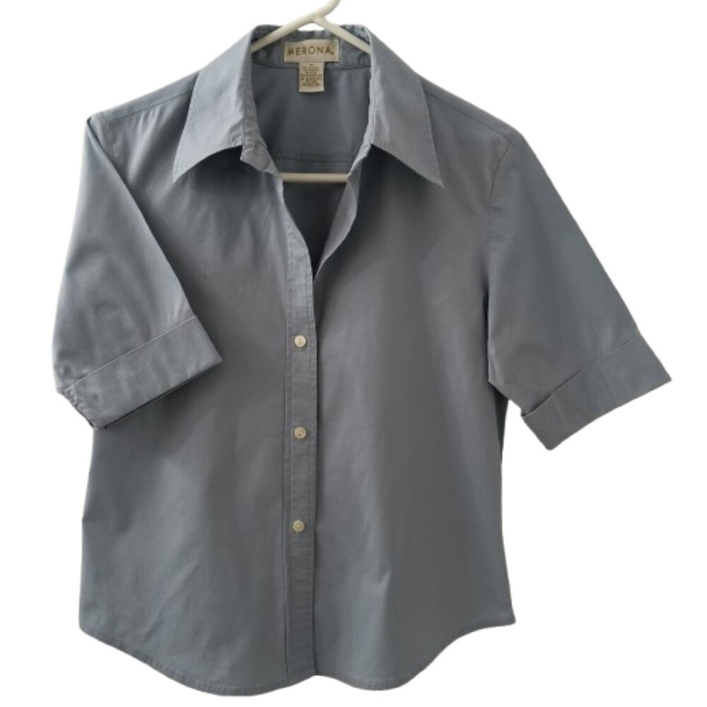 Vintage Y2K Merona Light-Blue Button-up Business/Office Shirt - Women's Medium